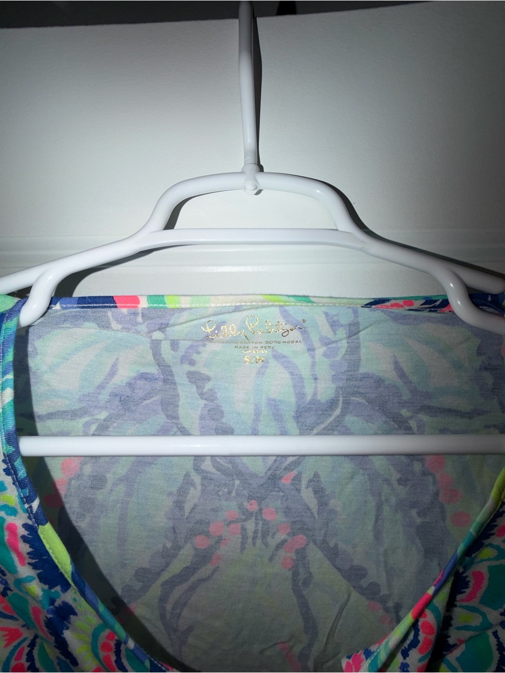 Lilly Pulitzer Blue & Pink Leaf-Print Tunic size S/M EUC - Picture 3 of 3